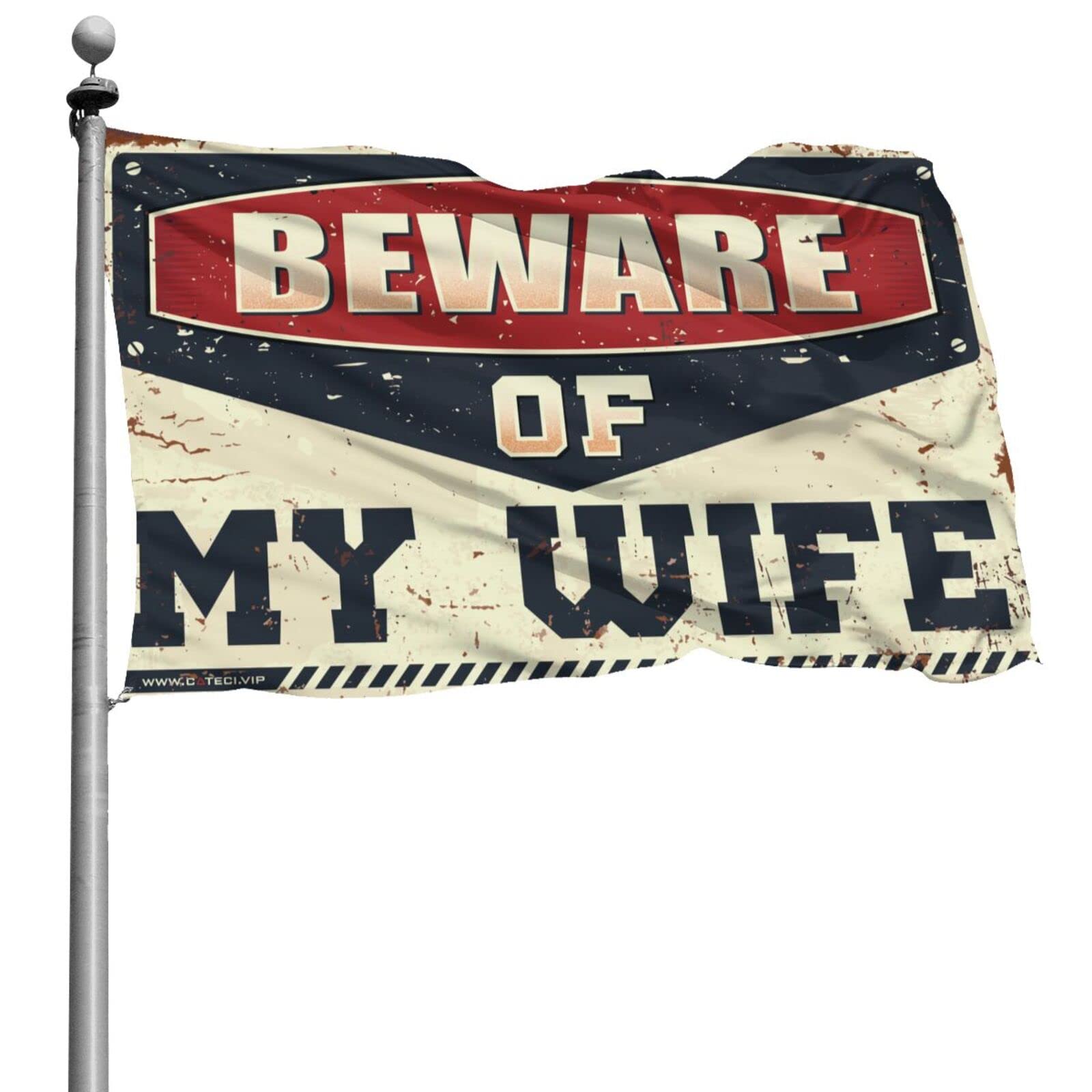 COTECI Funny Banners For College Dorm Beware Of My Wife Flag Army Veteran Gifts For Men Mens Room Decor (Size : 30X45CM)