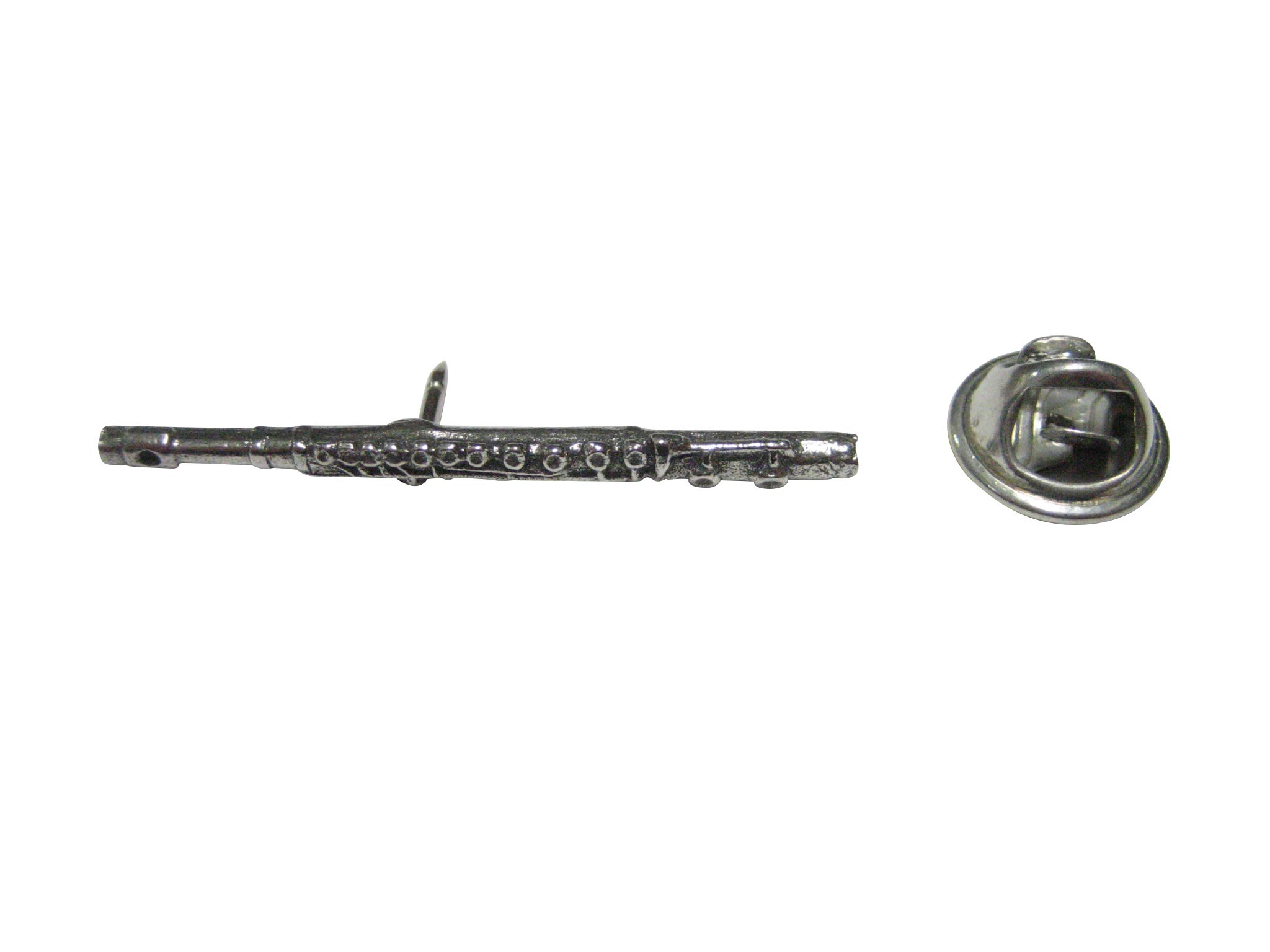 Silver Toned Textured Musical Flute Lapel Pin, na-image-34