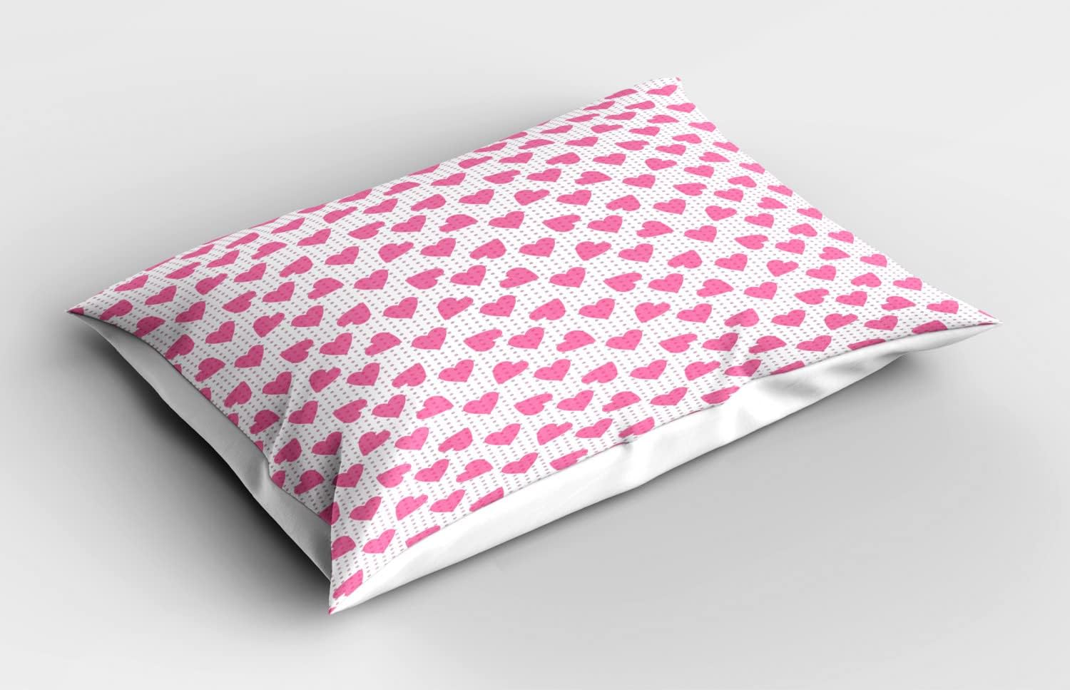Lunarable Romantic Pillow Sham Set of 2, Pinkish Hearts on Polka Dots Valentines Day Youth Birthday Celebration, Quality Microfiber Bedding Item for All Seasons, 30" x 20", Pink Mauve and White