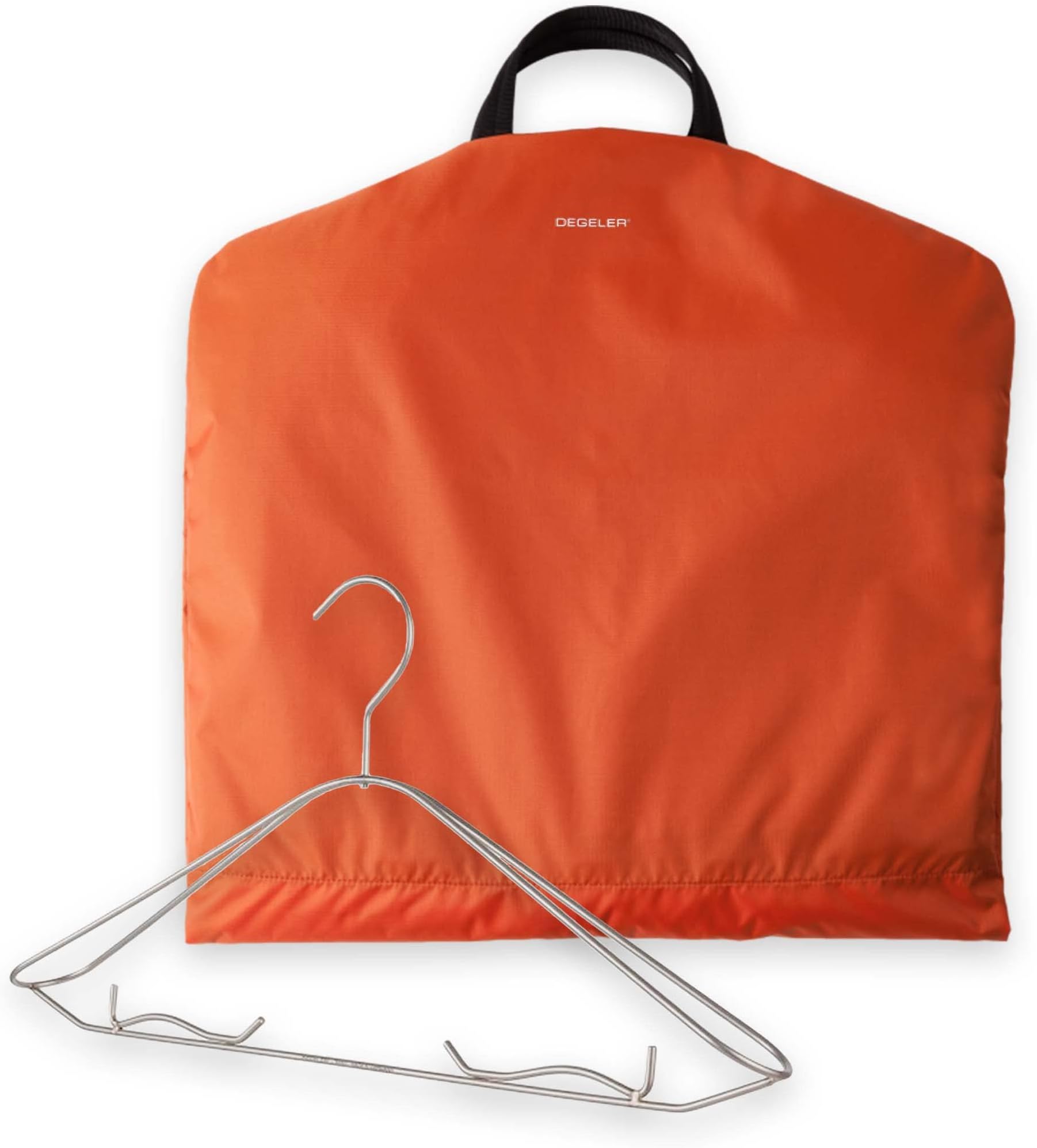 DEGELER SkyHanger - Carry on Garment Bag with unique Titanium Suit Hanger for Men & Women - best-in-class functionality for wrinkle-free traveling - lightweight & water repellent nylon - Orange