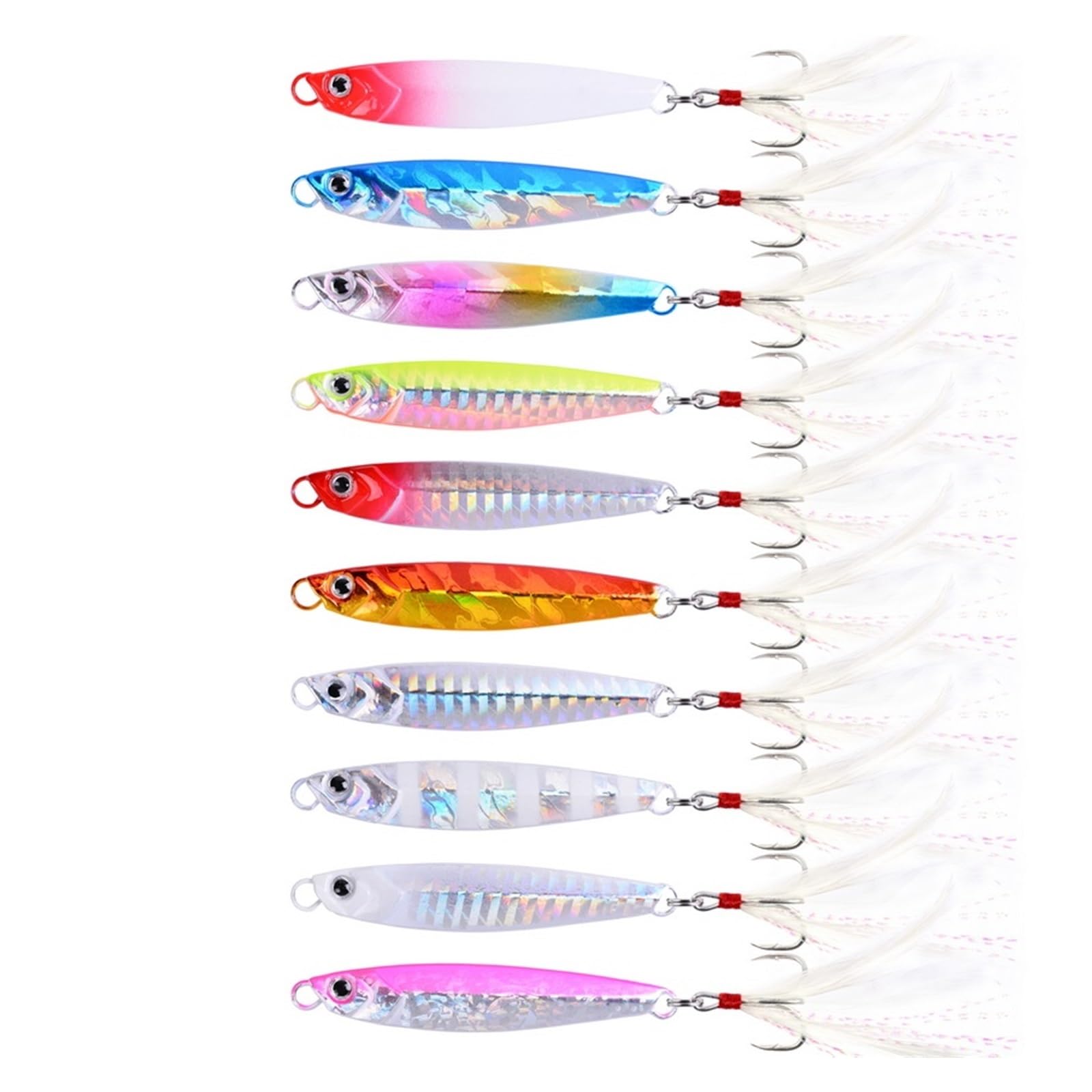 INEOUT 10 Unids/Lote 7g 10g 14g 17g 21g 28g Señuelo De Pesca En Hielo con Anzuelos Fundido Jiging Shore Casting Metal Jig Bait Hundimiento Minnow Señuelos