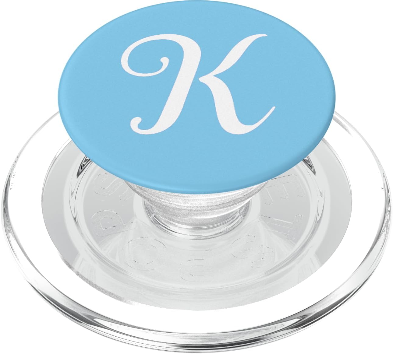 K Initial Monogram White on Baby Blue Capital Letter PopSockets MagSafe PopGrip for iPhone