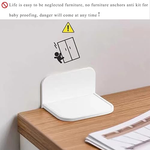 Miniatura 3 de Paquete de 4 anclajes adhesivos para muebles sin taladro, anclajes de pared para muebles a prueba de bebés, estantería segura, armario a pared para