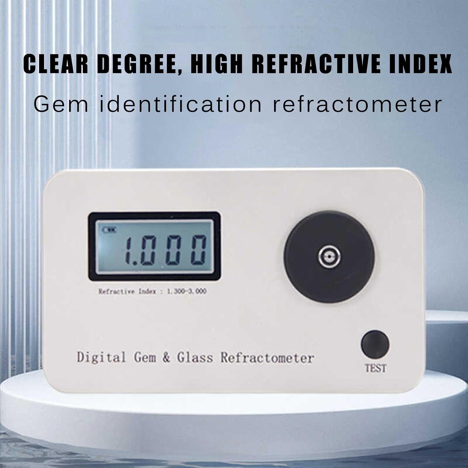 Professional Gem Refractometer, Jewelry Tester Identification Tools, Refractive Index 1.300-3.000, with LCD Screens, for Jewelry, Gold ＆ Silver and Diamond, Lab Refractometers