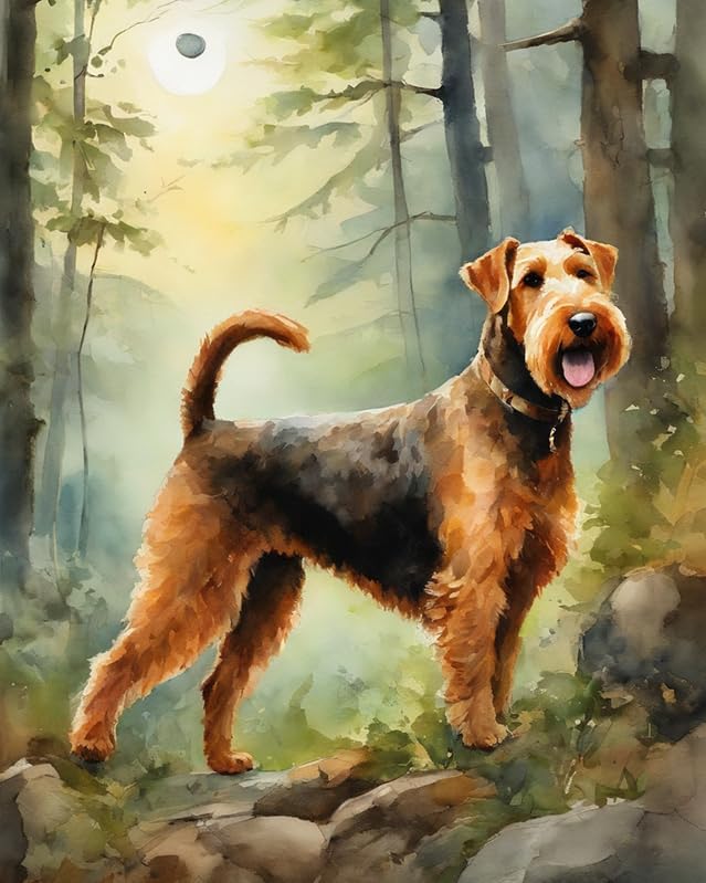ZMHZMY Airedale Terrier Dog,DIY Oil Painting Paint by Numbers Kits for Adult Color According to The on Canvas,40x50cm No Frame