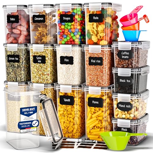 Deco haus® Vorratsdosen mit Deckel luftdicht 16er Set - Für Nudeln, Müsli, Mehl -...
