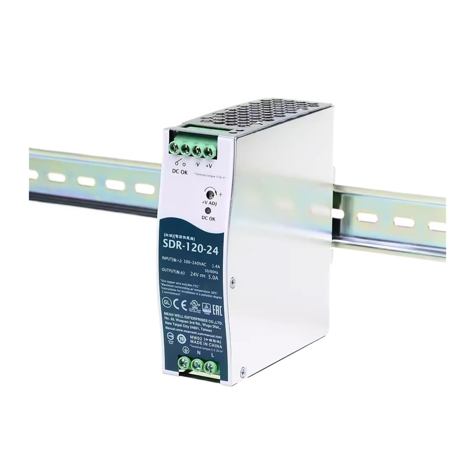 Alimentation rail DIN SDR-120-12 contre les coupures de tension industrielle