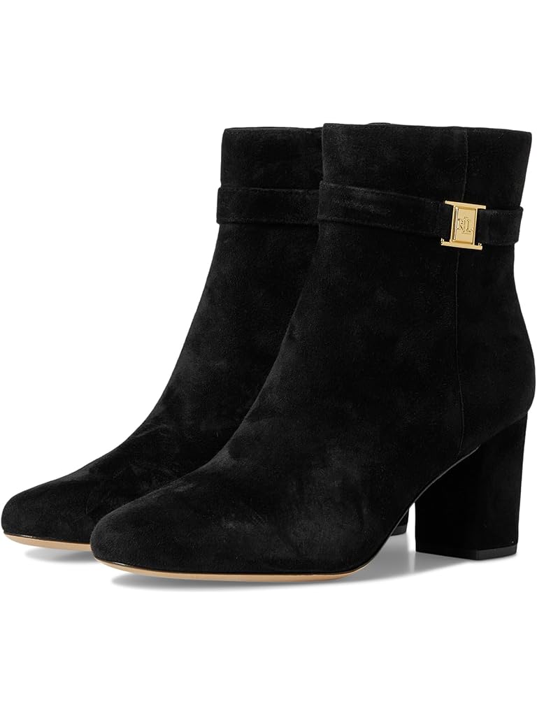 Black Lauren Ralph Lauren Kellie Suede Bootie Heel
