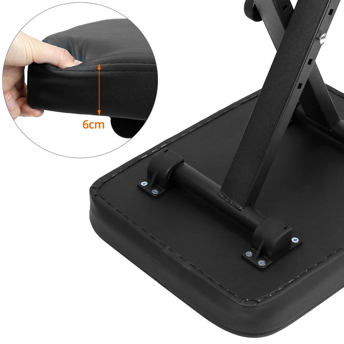 QWORK® Regulowany stołek na pianino/klawiaturę/gitarę, składany stołek z wyściółką 6 cm, regulacja wysokości 40-50 cm