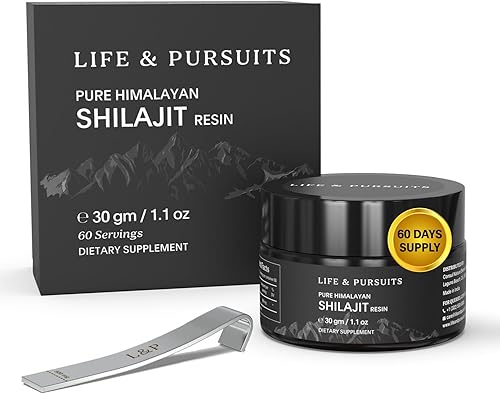 Life & Pursuits Resina Shilajit del Himalaya 100% pura de la India, 1.1 onzas, 500 mg, mínimo 75% de ácido fúlvico, más de 85 minerales traza,