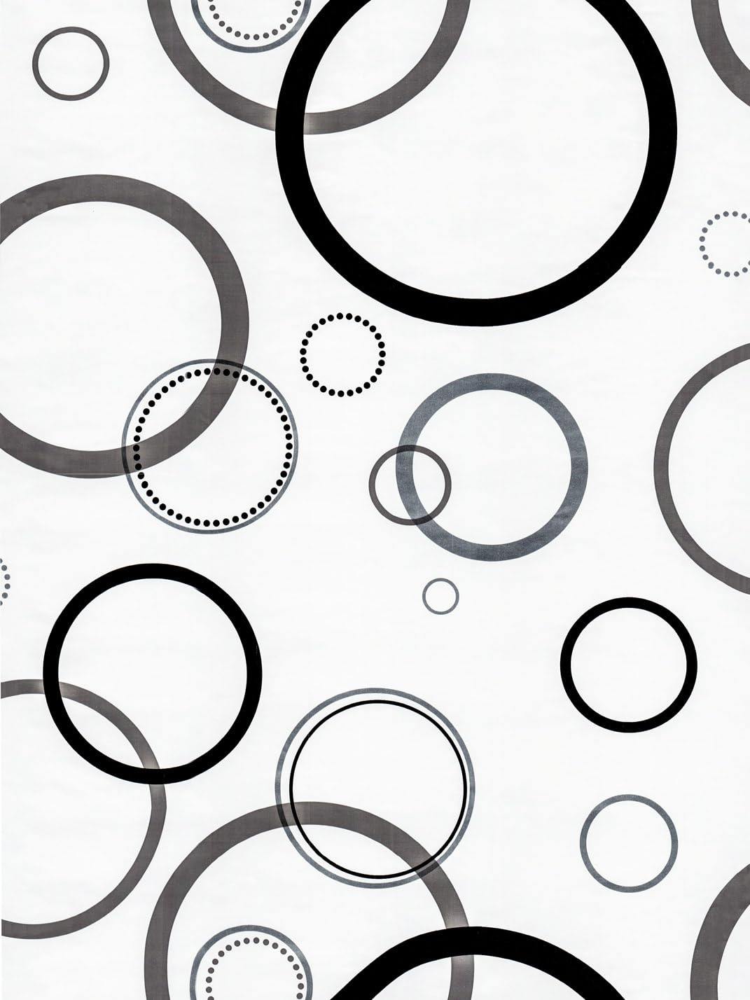 LZH-LP Black White Gray Circles Self-Adhesive Wallpaper, 45x300CM Simple Geometric Peel Stick Vinyl, Interlocking Circles Removable Wallpaper Film Roll for Wall Cabinet Décor