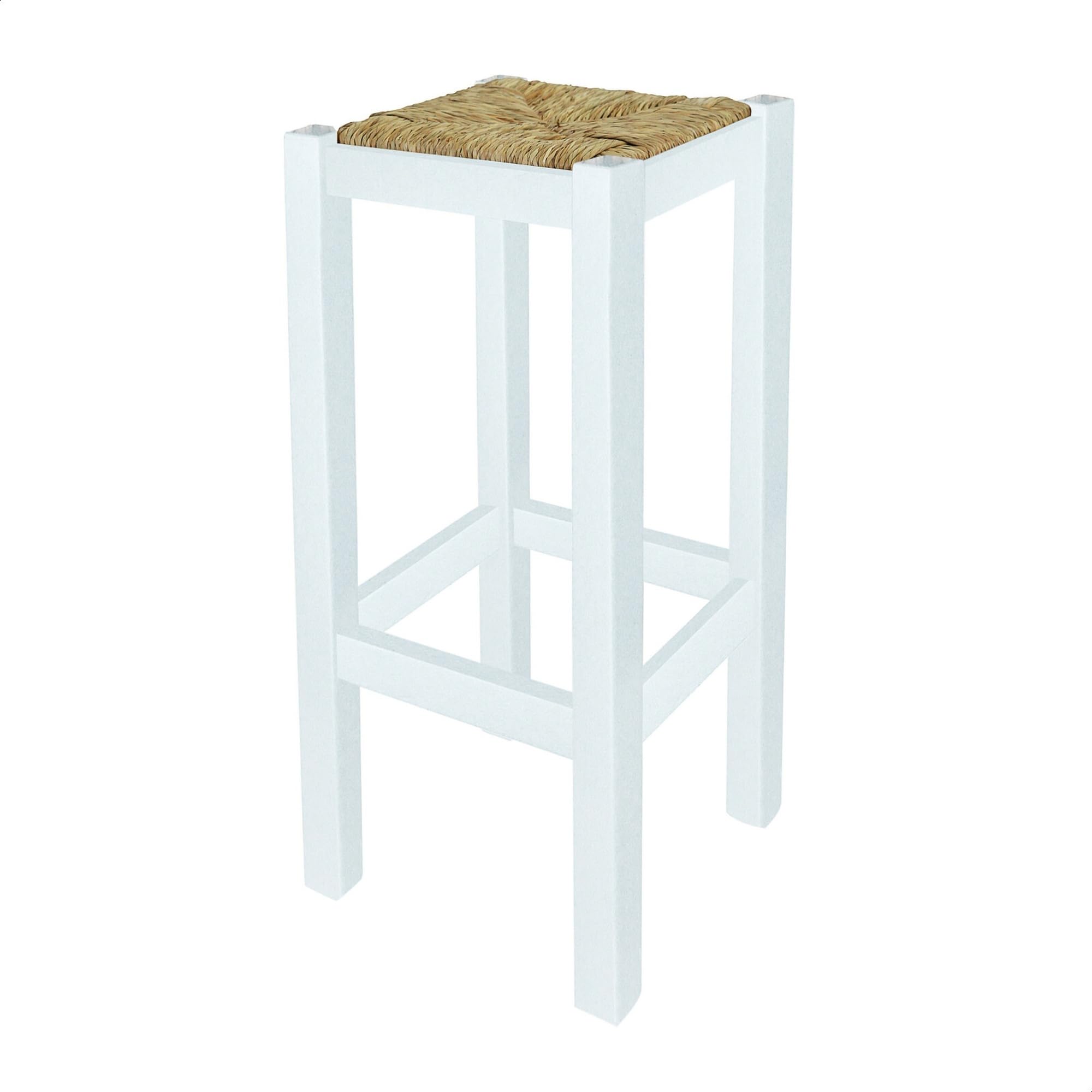 WELL HOME MOBILIARIO & DECORACIÓN Banc Rustique carré Haut en Bois, Finition Blanche, 32,5 x 32,5 x 70 cm