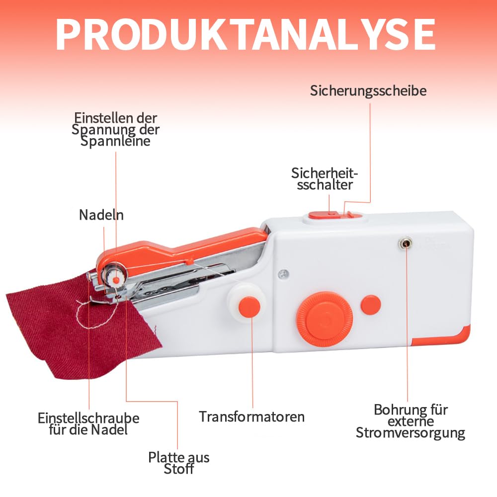 Handnähmaschine,Mini Nähmaschine,Tragbare Elektrische Mini Nähmaschine für Anfänger Erwachsene,Schnell Zu Nähen Geeignet,für Kleidung,Stoffe,Cutains,Heimreisen