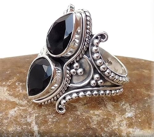 Vista 5 de Genuine Black Onyx Ring * 925 Sterling Silver * Handmade Ring * Pear Shape Gemstone Ring * Huge Onyx Ring * Pear Black Onyx Designer Ring * Birthday