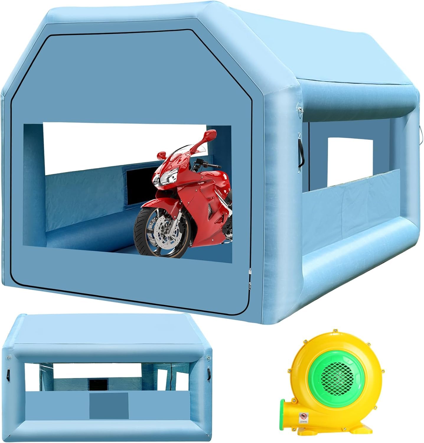 LVAOSTT Paint Booth 10x8.2x8.2FT Inflatable Paint Booth Portable Spray Booth Tent with Blower Air Filter System for DIY Spray Car Truck Motorcycle Garage Furniture Part Painting