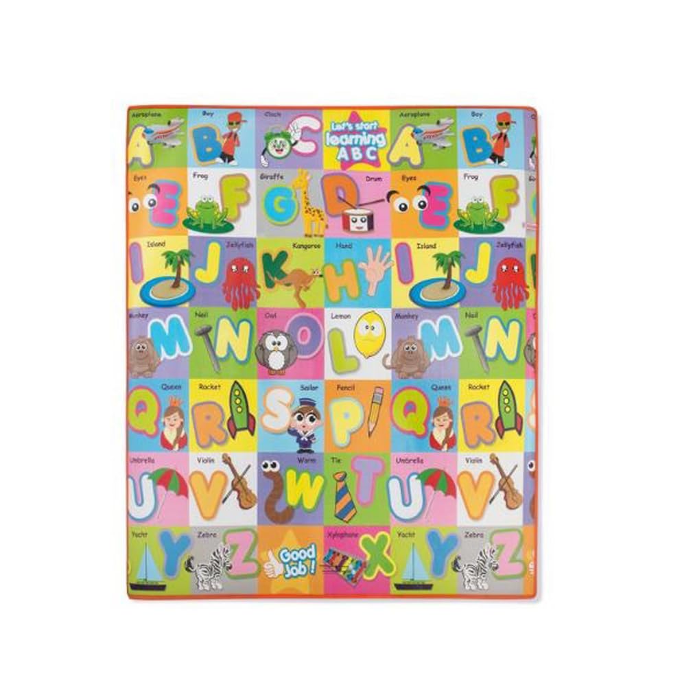 Große Spielmatte 120 * 100cm PVC beschichtet und kratzfest für den Außenbereich Teppich Kinderzimmer Spielteppich Baby Krabbelmatte (ALPHABETO)