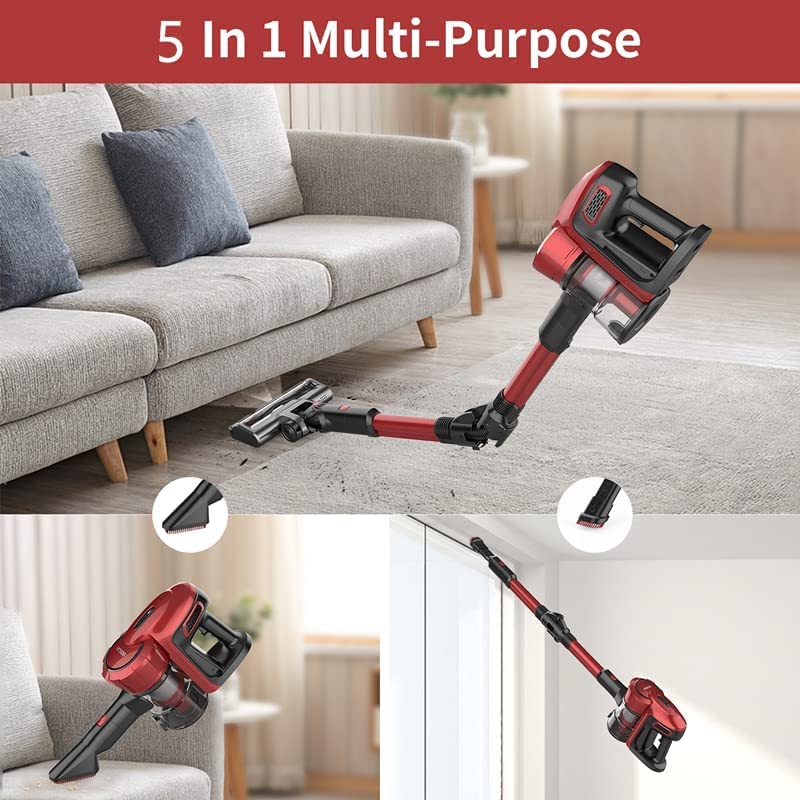 Aspirateur sans fil, balai électrique sans fil, pliable à 180°, 13/25 KPa, Aspirateur Puissant pour les animaux / sols / Tappe/canapé - Image 7