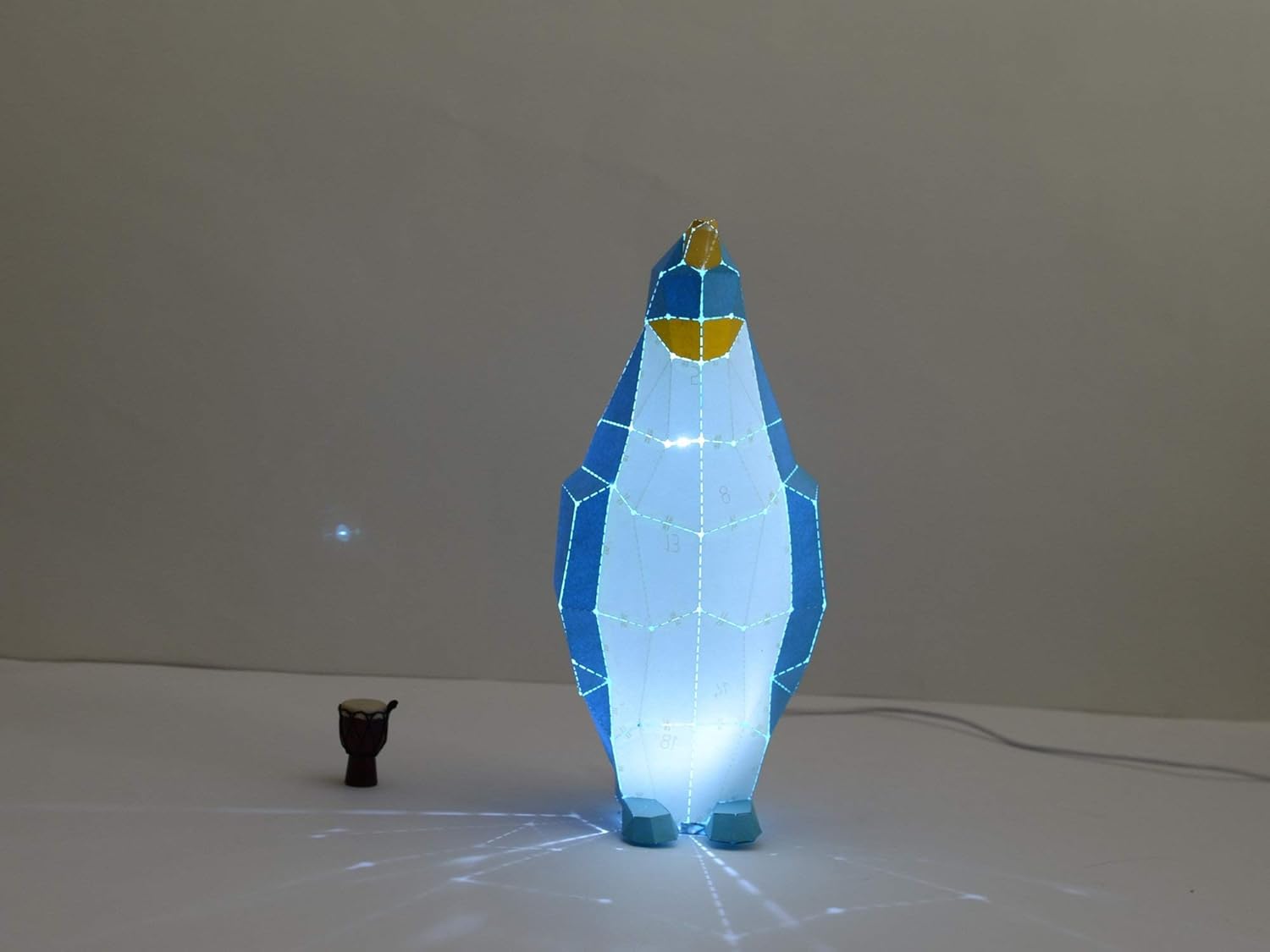 King Penguin Paper Lamp Kit, DIY Paper Craft Kit，Creative Table Lamp，Magic Bedside Light, 3D papercraft for Kid Gift,White Color,7.5 Inches High, with Dimmable Touch LED bulbs By Boardattack
