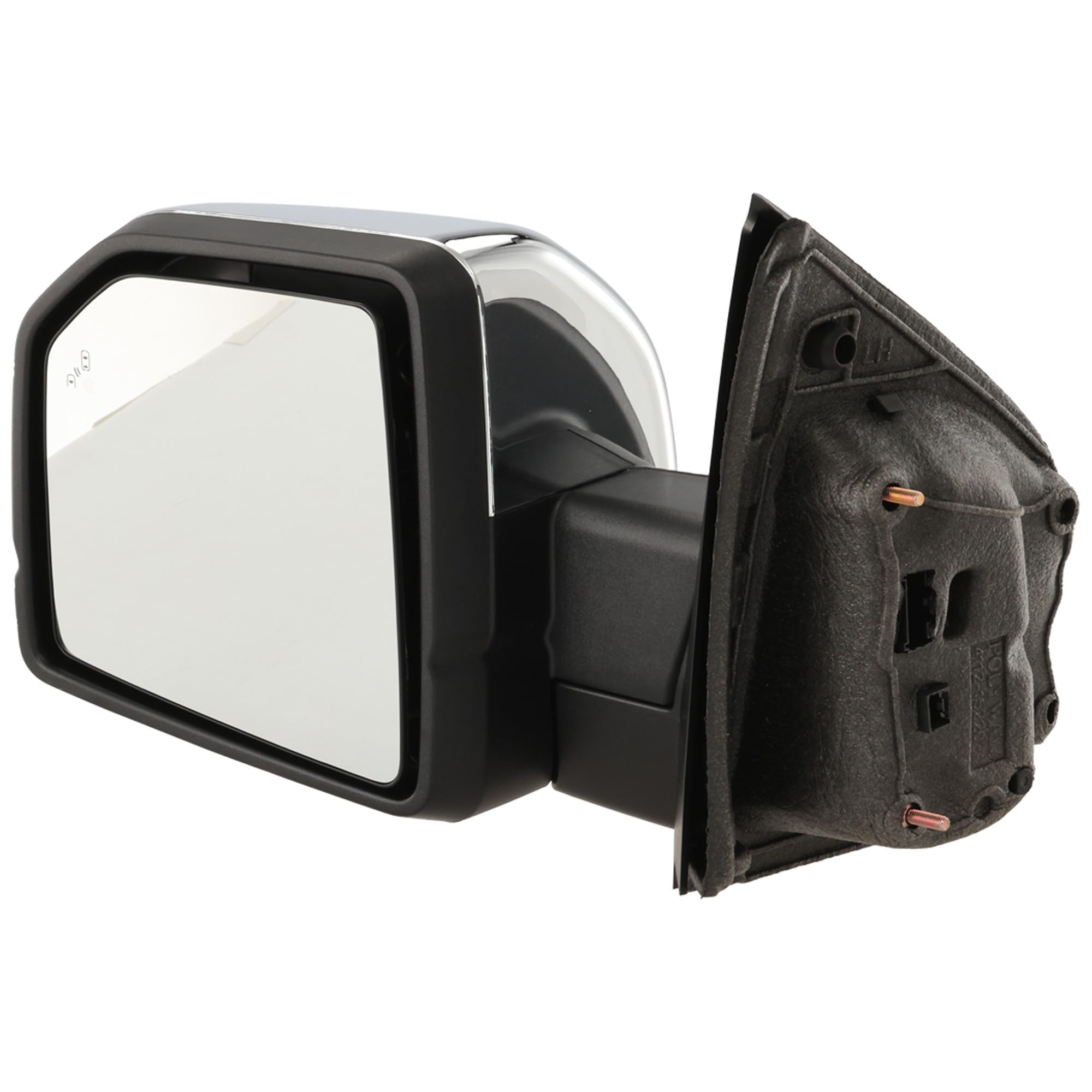 Garage-Pro Specchietto sinistro riscaldato per Ford F-150 2015-2018, pieghevole, con luce di segnalazione, monitor punto cieco, lampada di memoria e pozzanghera; senza regolazione automatica cromata