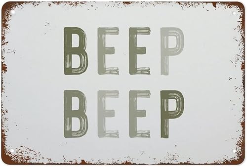 Cartel de metal de estaño vintage divertido con pitido y pitido, decoración de habitación de niños, decoración de pared verde para habitación de