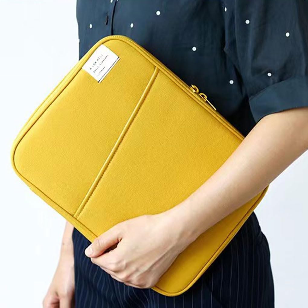 Juego de 10 fundas para tablet, ordenador portátil, teclado, cierre de cremallera, organizador de ratón, oficina, viajes, negocios, amarillo, 28,9 cm