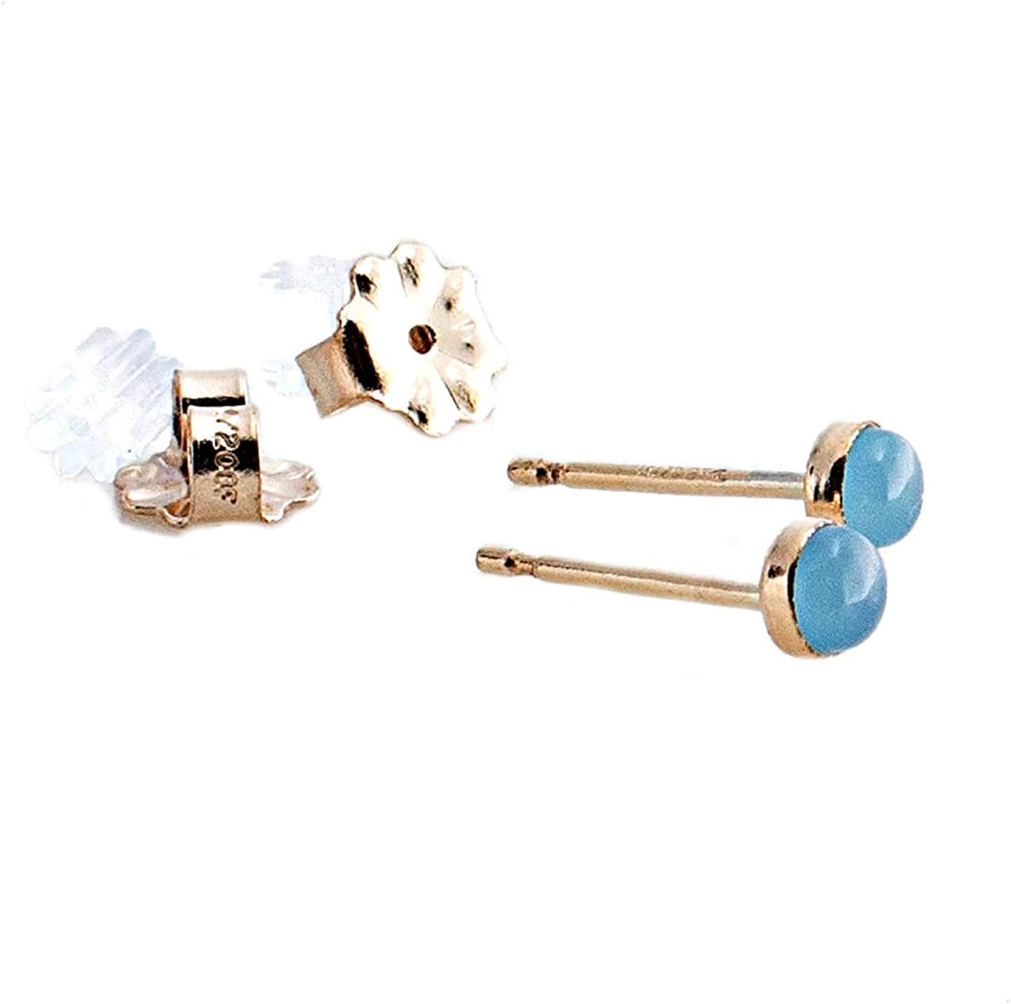 Tiny Gold Stud Piercing Earrings Bezel Set, Ball for Cartilage Tragus Helix Multiple Hypoallergenic Birthstone Jewelry for Women