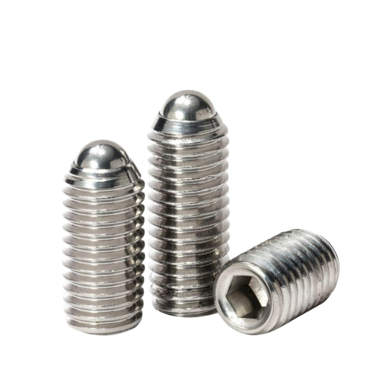 304 Stainless Steel Hex Ball Plunger Set Screw | Silver M2.5-M16 for Positioning: Stainless Steel Hex Socket Ball Plunger Set Screws(55MM-M6)