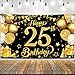 KatchOn, Black and Gold 25th Happy Birthday Banner - XtraLarge, 72x44 Inch | 25 Happy Birthday Backdrop | 25th Birthday Banner Black and Gold for Happy Birthday Decorations | 25th Birthday Banner Boy
