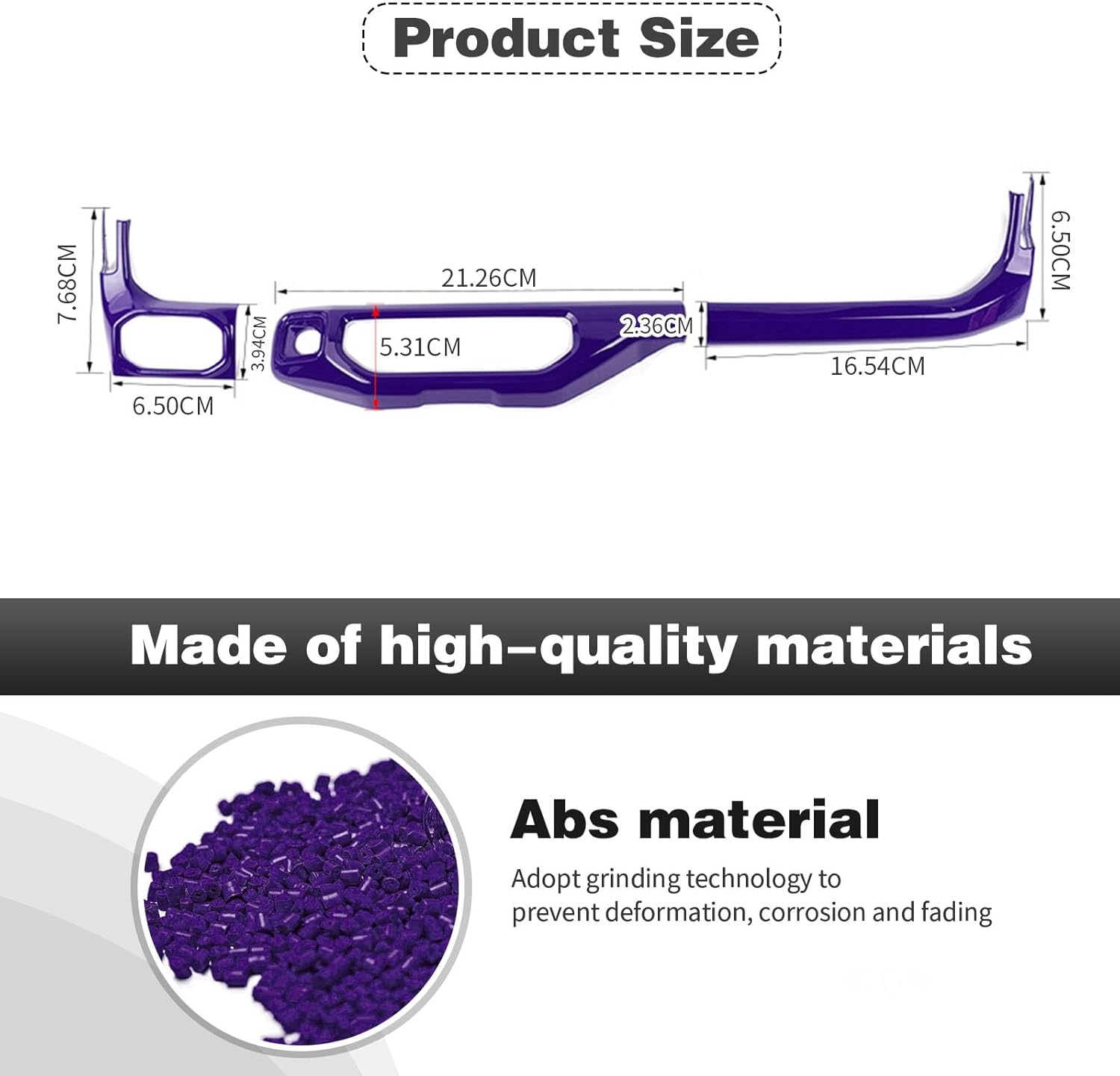 CheroCar for JL Center Console Headlight Air Conditioning Control Panel & Co-Pilot Handle Panel Interior Accessories fit for Jeep Wrangler JL JLU 2024 2025 2026,Purple
