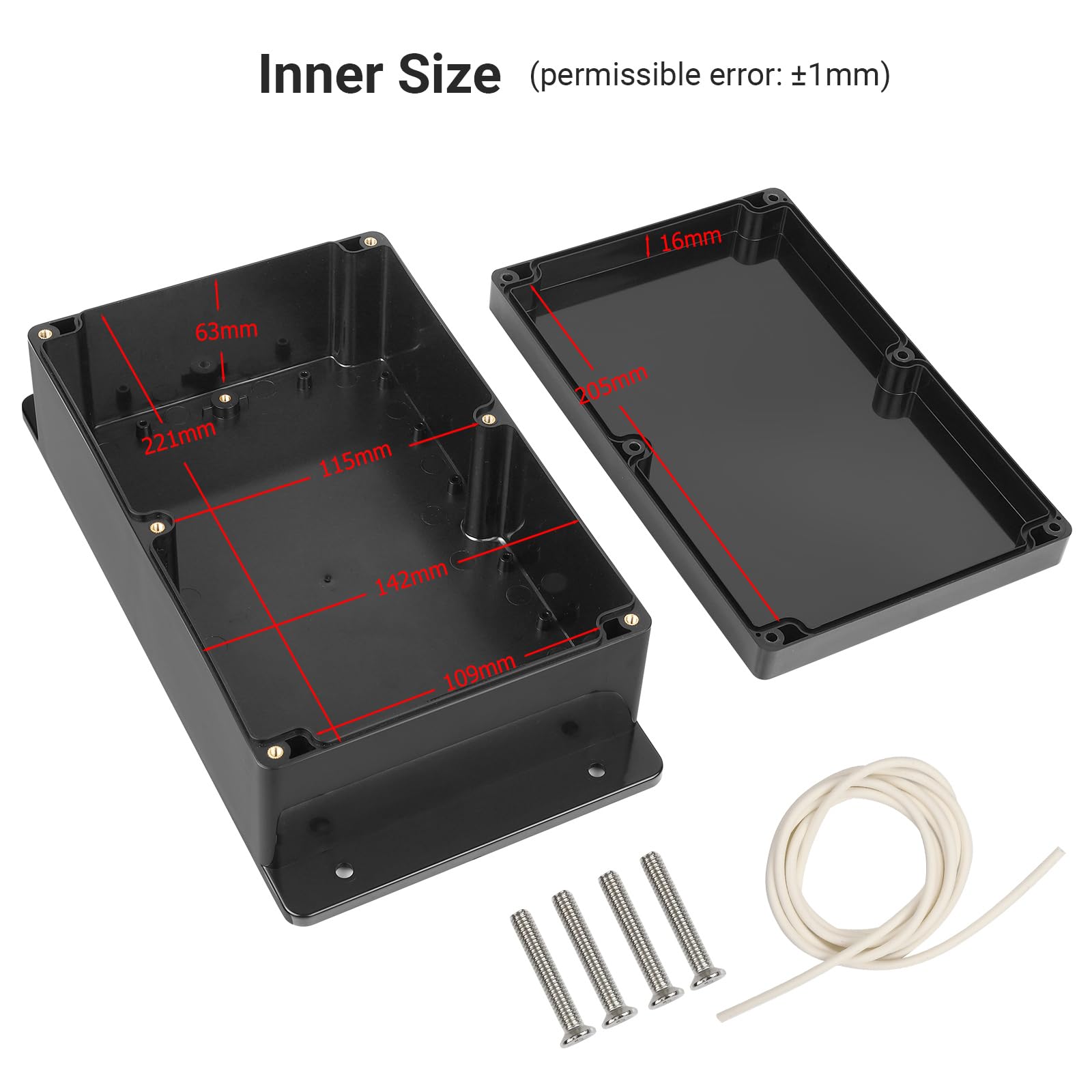 Project Box with Fixed Ear Therlan DIY IP65 Waterproof Junction Box ABS Universal Electronics Project Enclosure Black Project Boxes Dustproof Plastic Case Indoor Outdoor Connecting (230 * 150 * 85mm) - Image 3