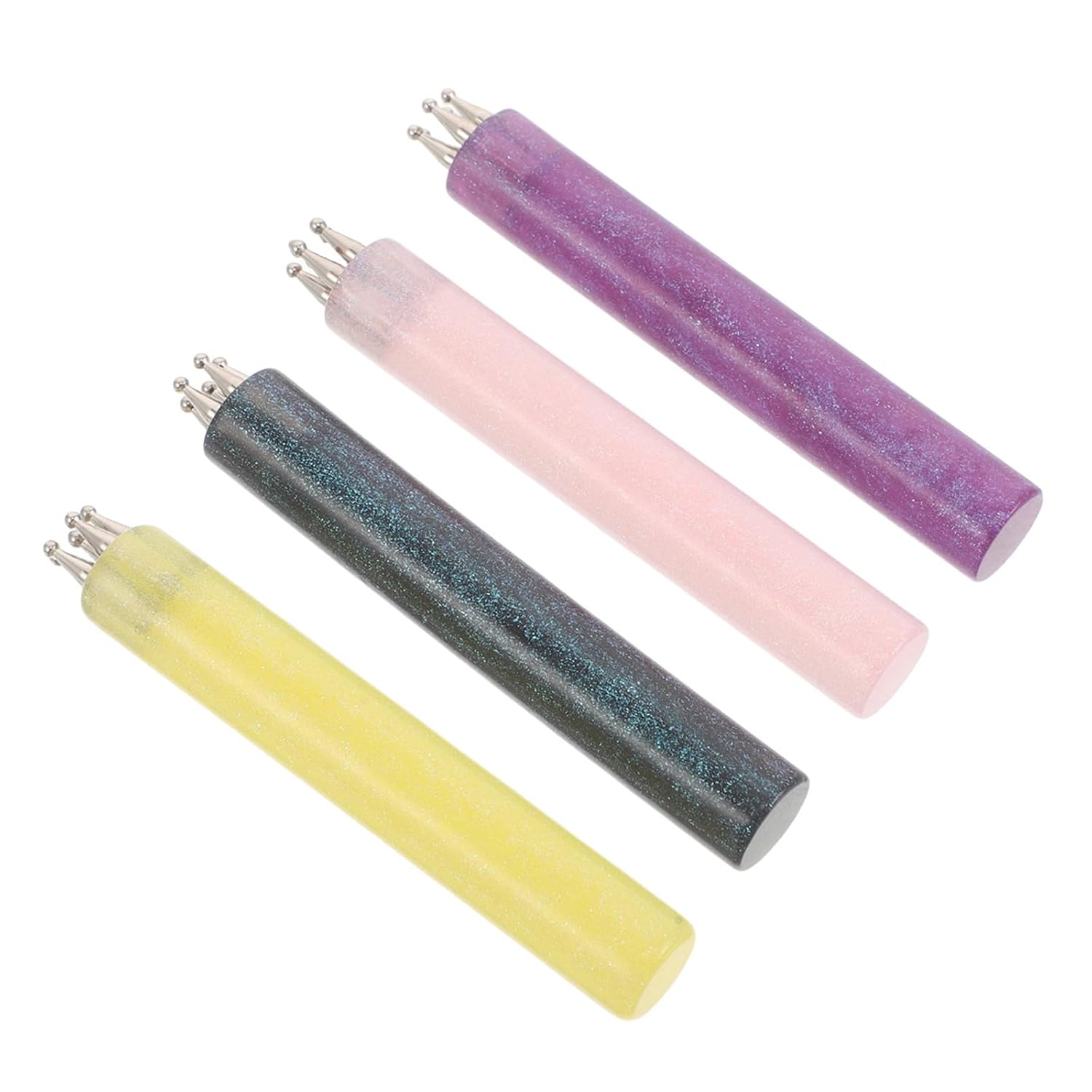 4pcs Acrylic Five Petal Flower Dotting Pen Nail Art Tool | Interchangeable Ball Tip, Precise Glitter Control, Smooth Application, Salon Nail Art and DIY Use