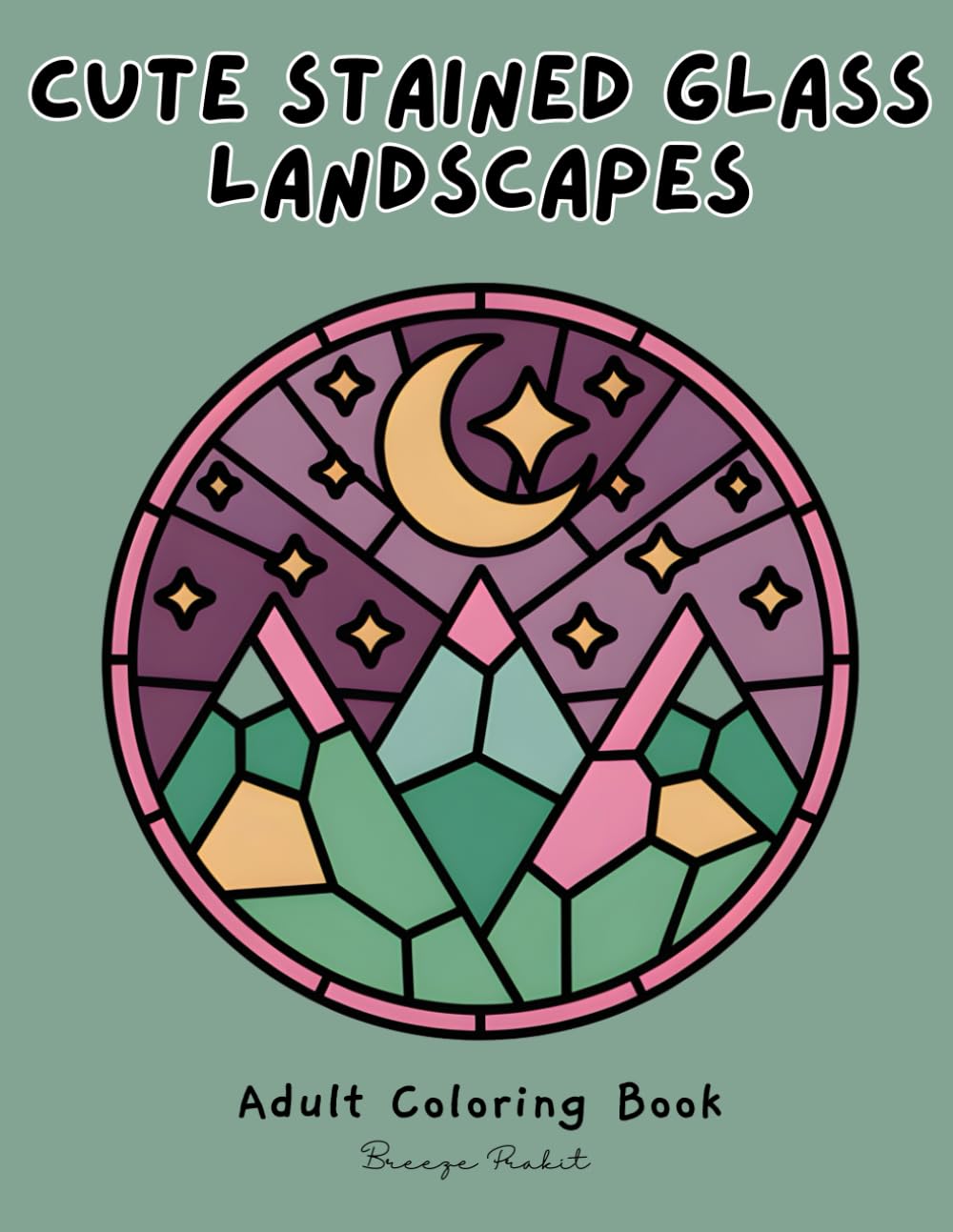 Cute Stained Glass Landscapes Coloring Book for Adults: Minimalist Landscape Coloring Book for Stress Relief and Relaxation