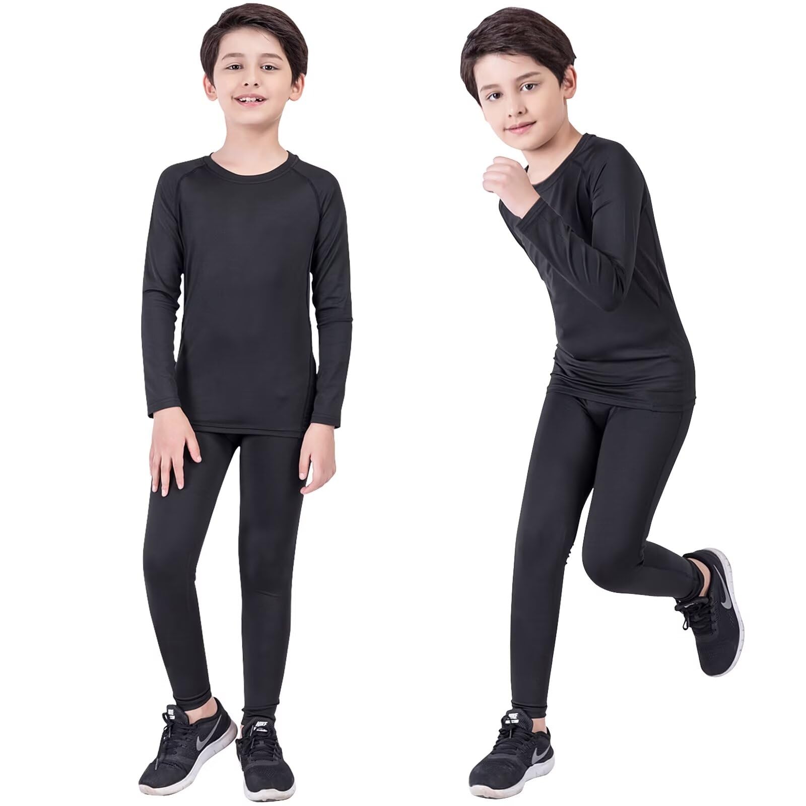 Ensemble de couches de base pour enfants garçons football peau enfants sous-vêtements de compression thermique Gym Sport Athletic Baselayer ensembles