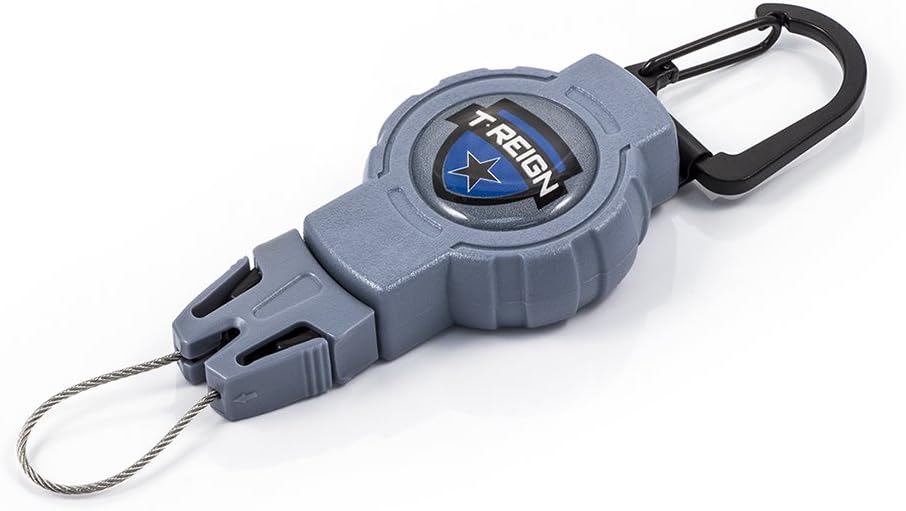 T-Reign (Outdoor) XD Retractable Gear Tether, Carabiner, 36 Inch (90 cm) Kevlar Cord, Cord Lock, Blue Polycarbonate Case, Universal Attachment