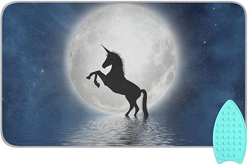 Unicorn Moon Homes - Alfombrilla de planchar (tamaño grande, 47 x 28 pulgadas) con acolchado de 0.118 in y soporte de silicona para planchar al