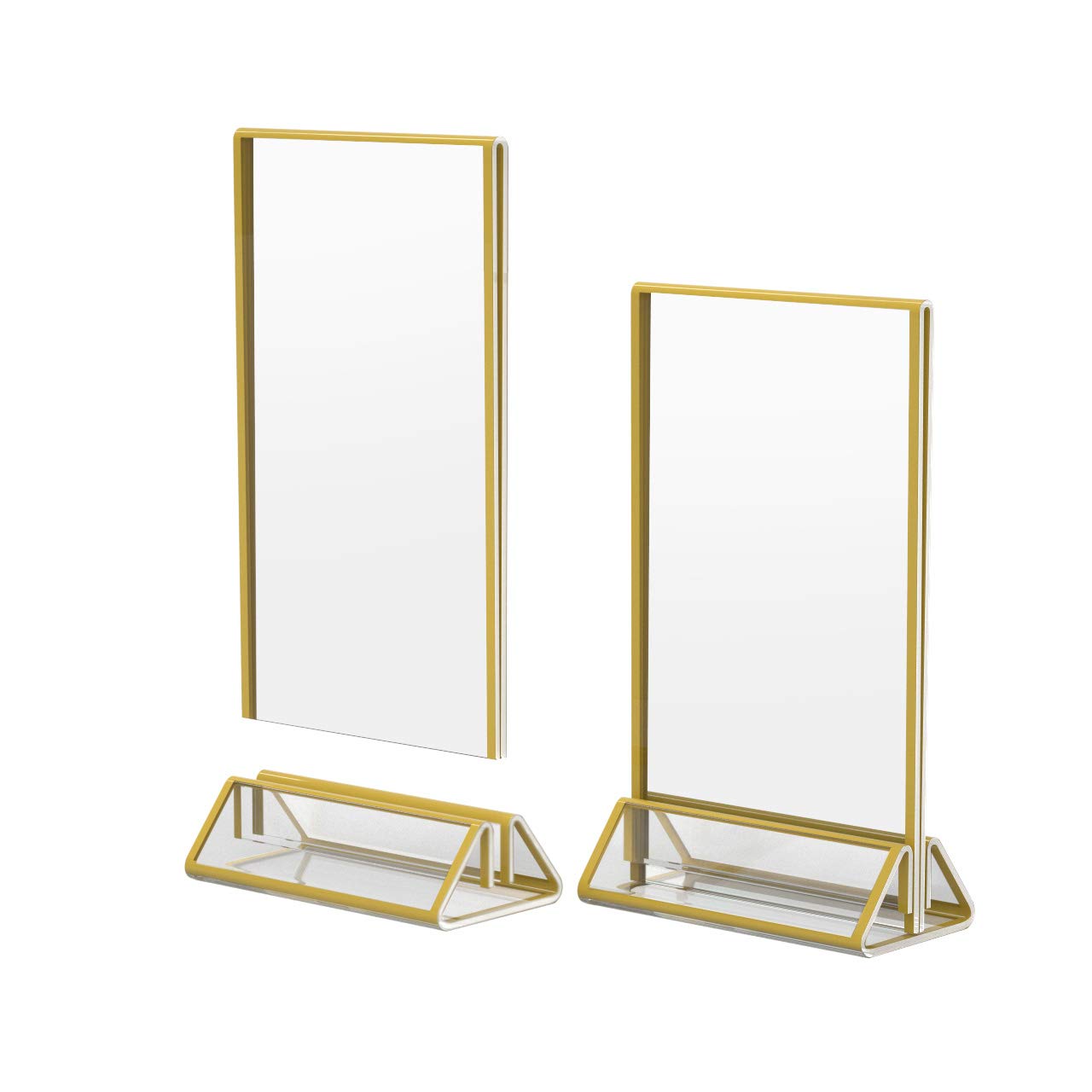 6Pack A5 Clear Acrylic Sign Holder with Gold Borders and Vertical Stand