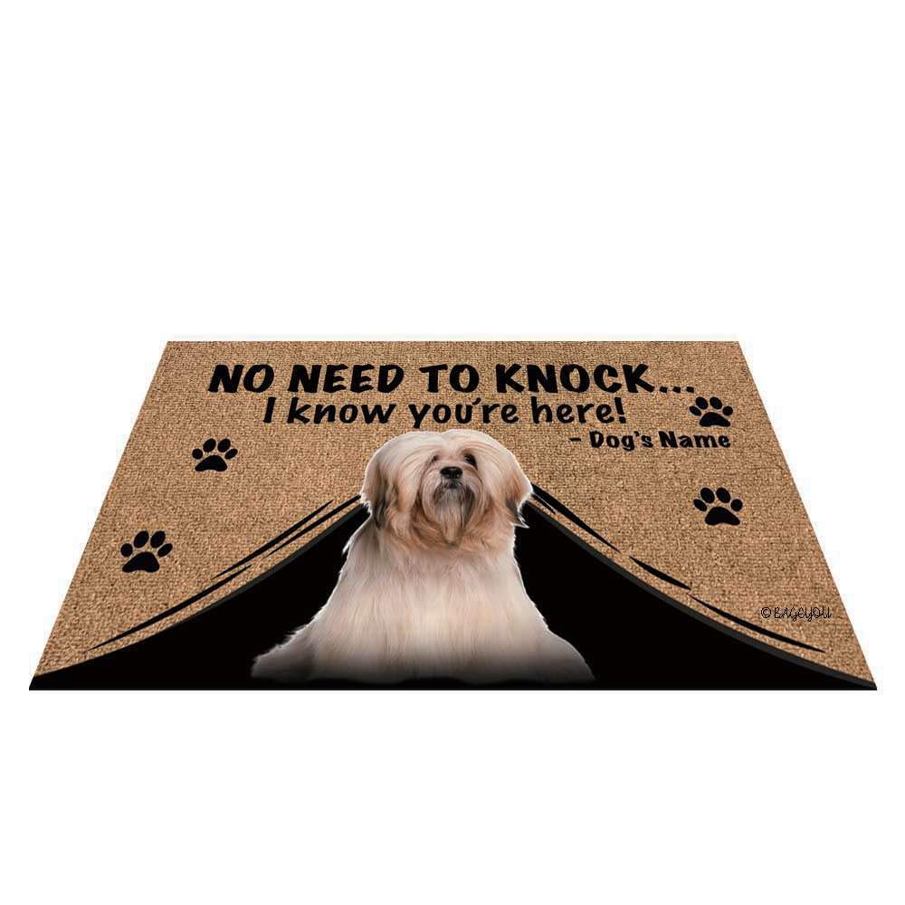 BAGEYOU Personalized Dog's Name Outdoor Doormat with My Love Dog Lhasa Apso Welcome Floor Mat Not Need to Knock I Know You're Here 35.4" x 23.6"