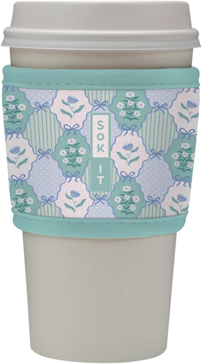Sok It HotSok Coffee & Tea Reusable Insulated Neoprene Cup Sleeve (Coquette Charm, One Size Coffee Sleeve)