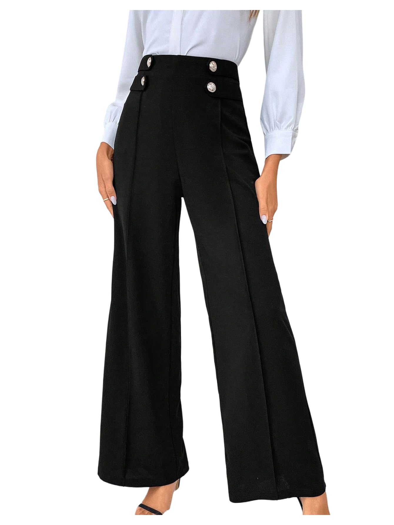 Floerns Womens High Waisted Wide Leg Dress Pants Business Casual Office Slacks Old Money Trousers