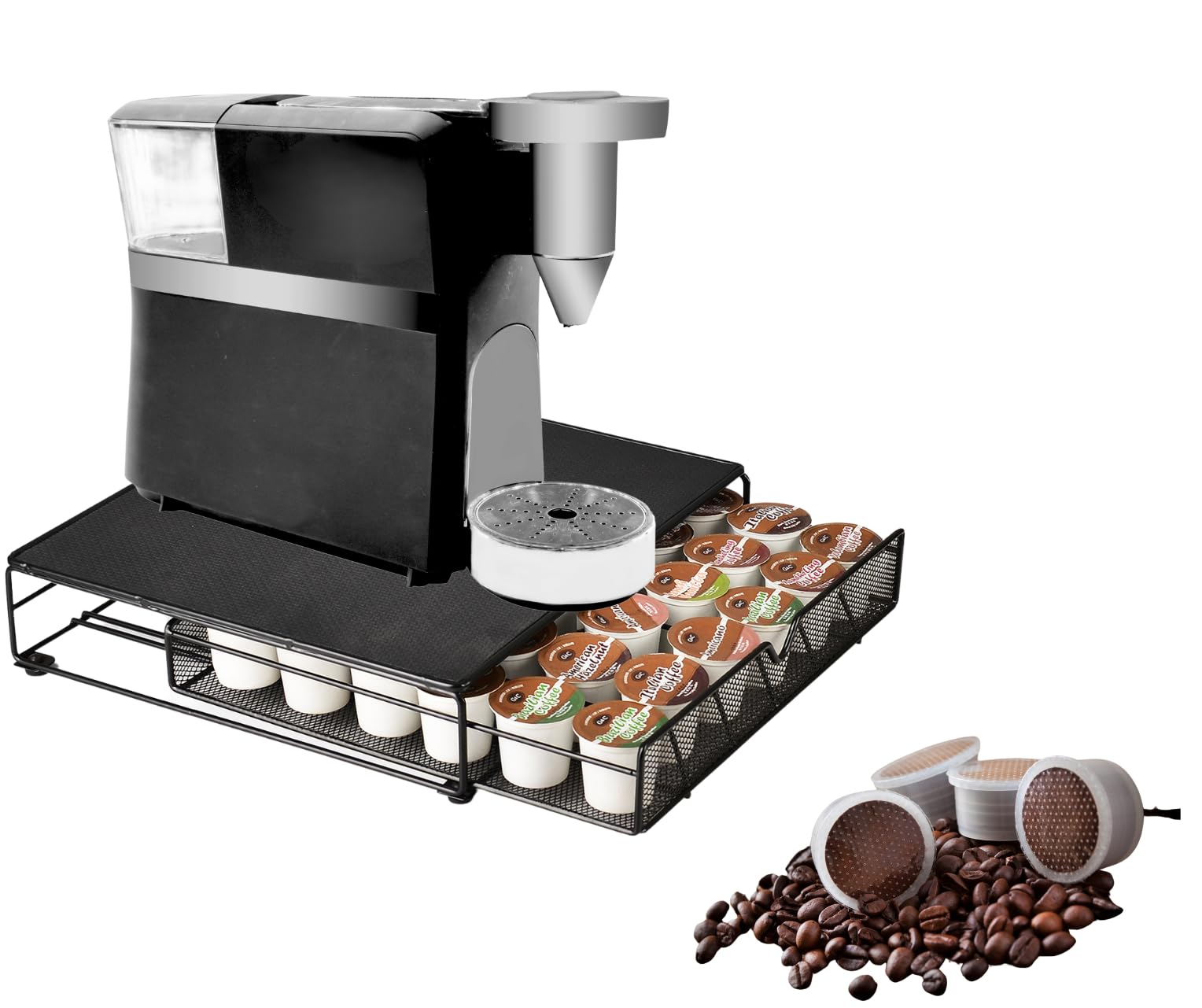 Trendi Black Rotating Coffee Capsule Stand For Dolce Gusto - Wire Rack Holds 24, 32, 36, 40, Or 72 Pods, 360° Rotating Coffee Pod Tower, Coffee Stand, Space-Saving Kitchen Storage Organizer (36 Pods)
