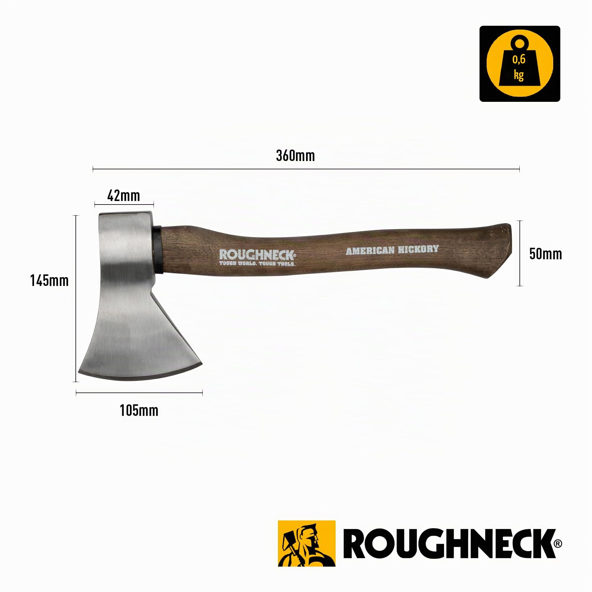 Roughneck rou65670 Ascia con manico in legno di noce americano, stile vintage, 600 g
