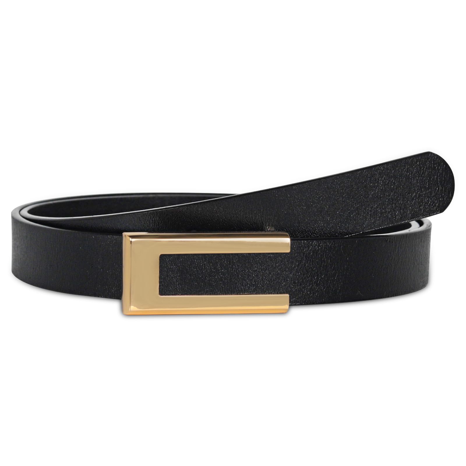 Women's Fashion Classic Metal Buckle Leather Belt with Jeans Dress