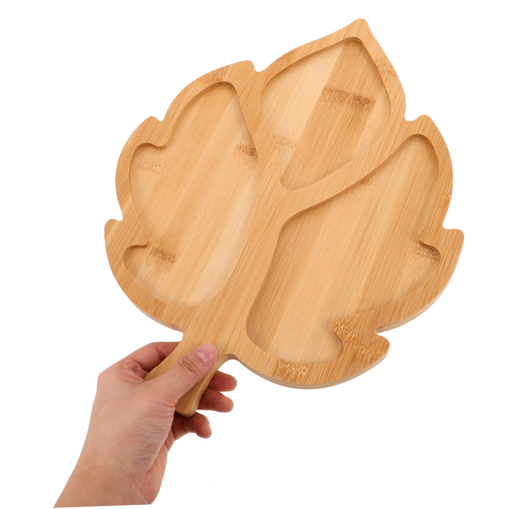 DECHOUS Plateau Feuille en Bois pour Charcuterie, Compartiments Séparés