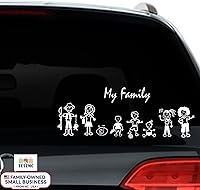 Vista 8 de TOTOMO 13 Pegatinas de Figuras de Palo para Auto de Mi Familia (Estilo #1) con Pegatina de Familia de Mascotas Perro Gato para Ventanas y Parachoques