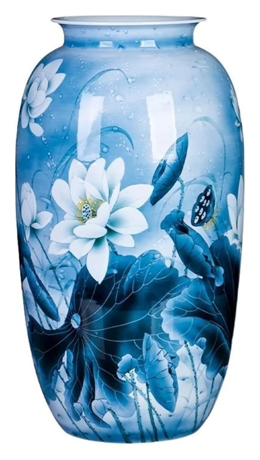 asdchZen Vase Vases For Centerpieces Hand Painted Lotus Ceramic Vase Living Room Decoration Floor Type Large Vase Exquisite Porcelain Vase