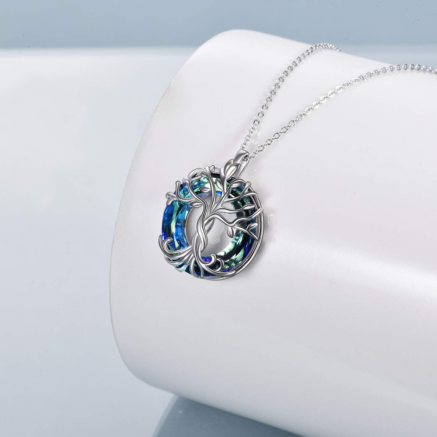 TOUPOP Kette Baum des Lebens 925 Sterling silber Baum des Lebens Anhänger Halskette mit Kristall Schmuck Geschenke für Mütter Geburtstagsgeschenke für Frauen Damen Mädchen