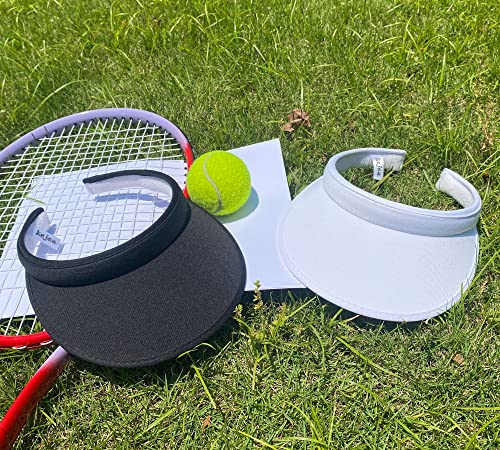 2 Pack Sun Visor Hats Women Men Clip-On Wide Brim Visors Adjustable Uv Protection Sunhat Outdoor Sports Golf Tennis Travel Beach Summer Cap White #TOP2