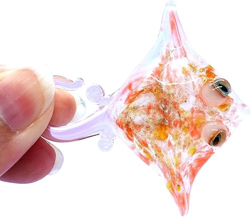 Manta Ray - Figuras pequeñas en miniatura de animales soplados a mano, arte de vidrio soplado a mano, regalo coleccionable para decorar (mármol