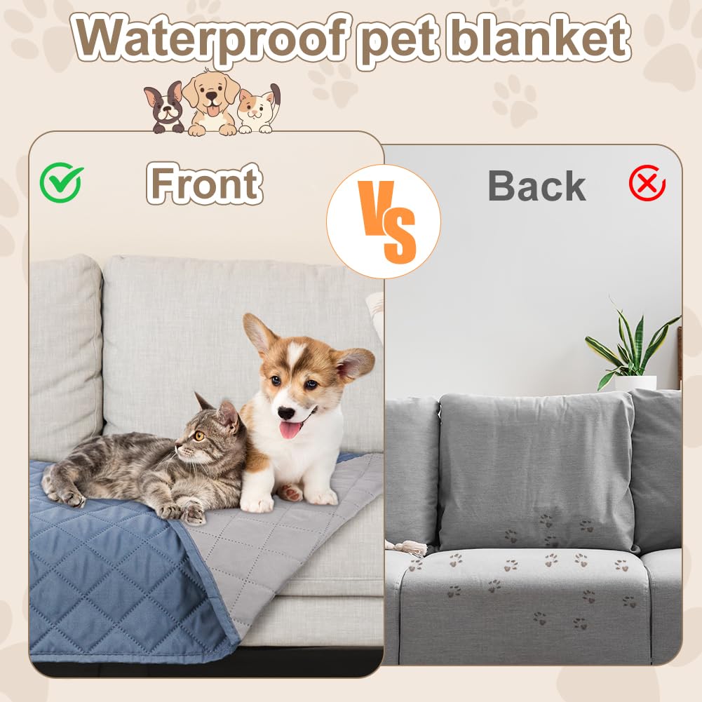 Aomig Coperta Impermeabile per Cani, Coperta per Animali Domestici Double Face Lavabile, Copridivano Antigraffio Gatto, Esistente Tappetino per Cani Coperta Protettiva a Prova di Perdite(50 * 80cm)