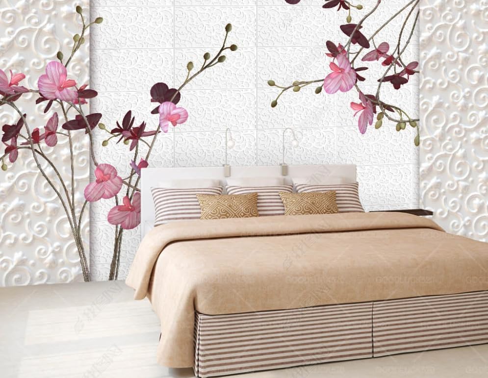 Papier peint intissé relief orchidée 400x280 cm pour salon